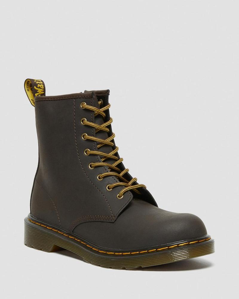 Dr Martens Youth 1460 Wildhorse Leren Veterlaarzen Kinderen Donkerbruin | NL 10EBC